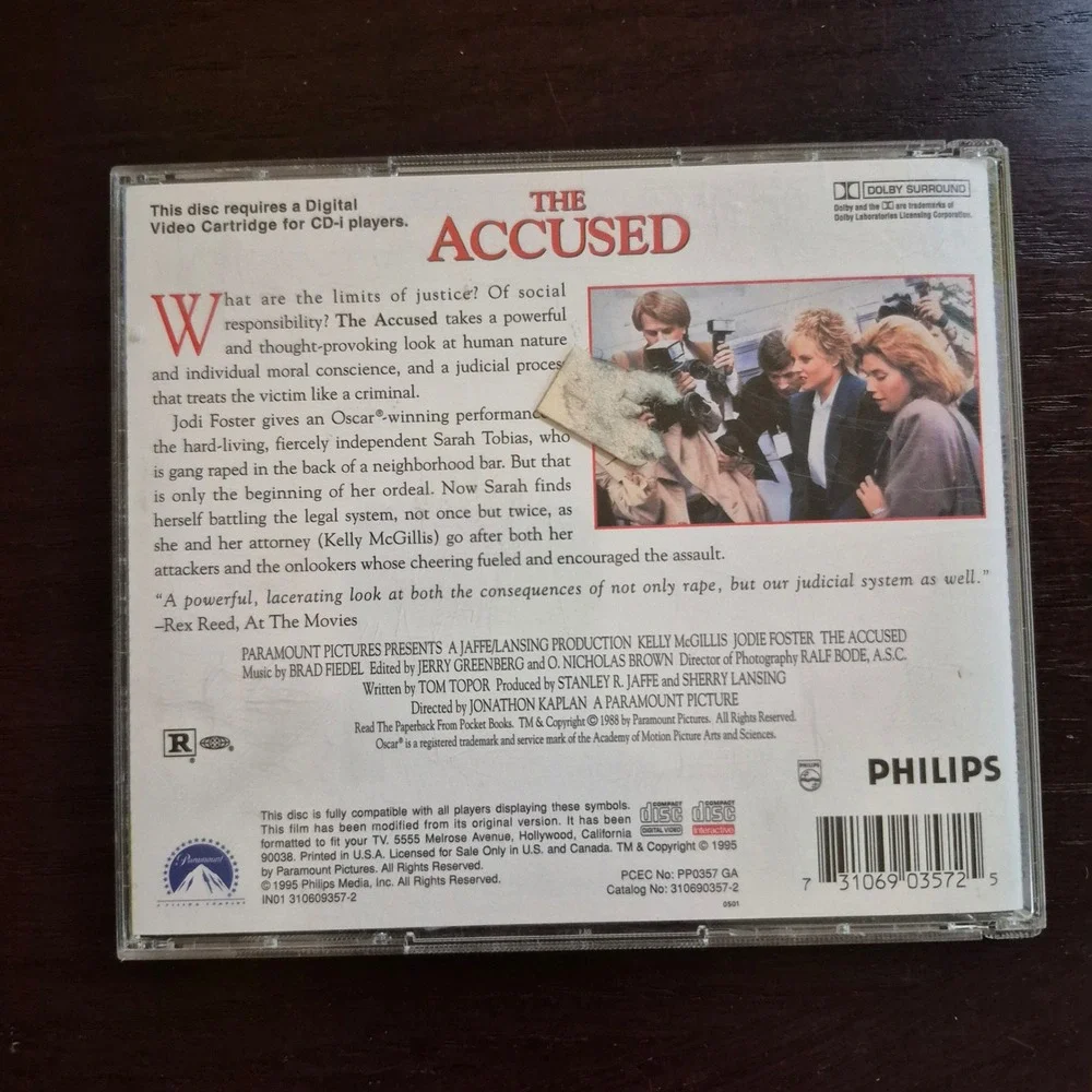 The Accused Philips CD-i Video CD 1995 Jodie Foster Kelly McGillis 310690357-2